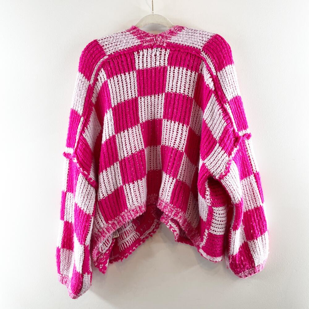 Olivaceous Checkered Print Open Oversized Cardiga… - image 4